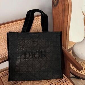 Dior Beauty Black Velvet Mesh Large Tote Bag